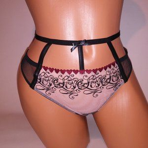 Victoria Secret Panty Very Sexy Embroidered Hearts Sheer Lace Caged High Waist